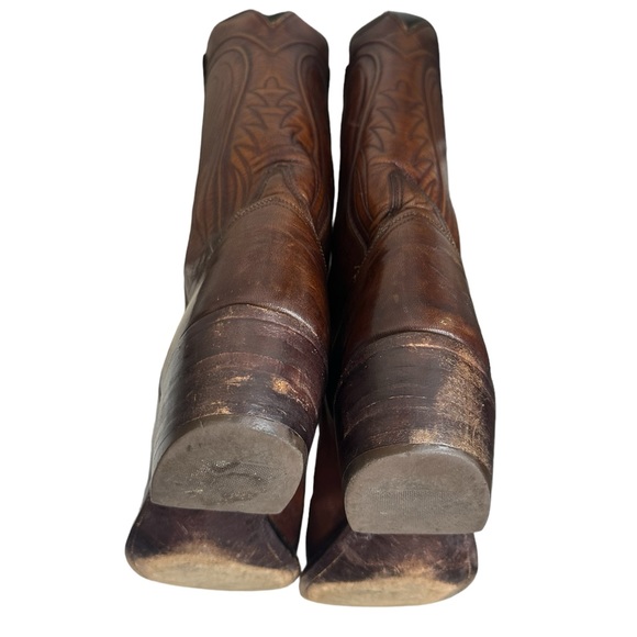 Vtg LUCCHESE 2083 Mahogany Cowgirl boots USA Sz 11C Excellent condition - Picture 9 of 16